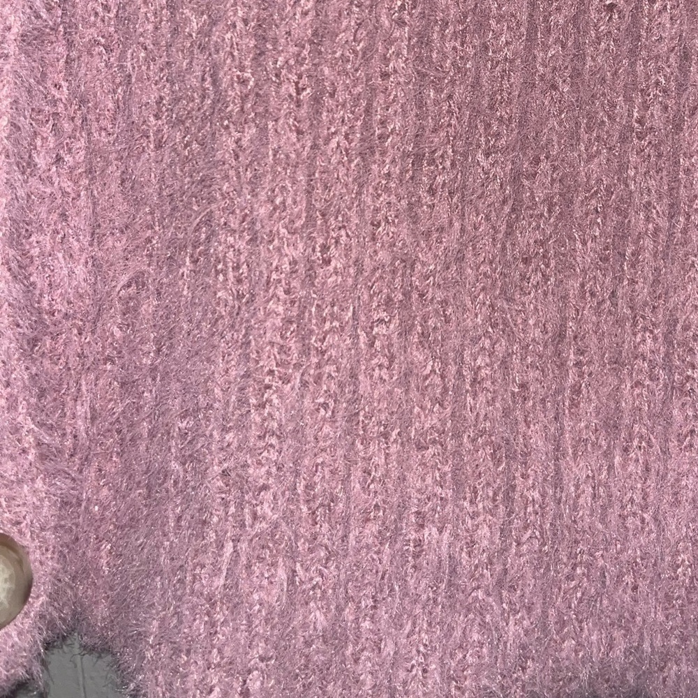 Fuzzy pink button up sweater - Picture 4 of 4